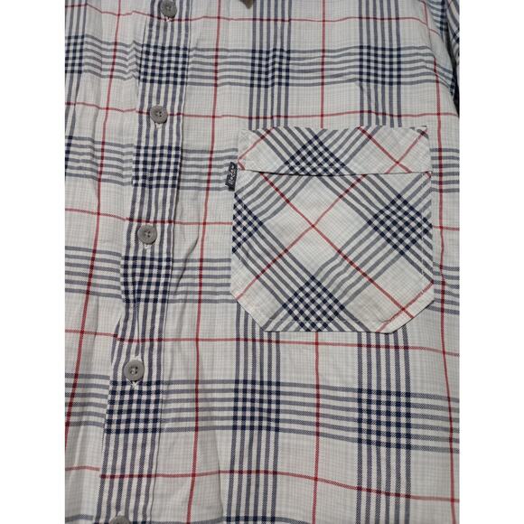 Levis Shirt Mens Large Blue Red White Plaid Button Up Short Sleeve Soft Cotton - Picture 2 of 8